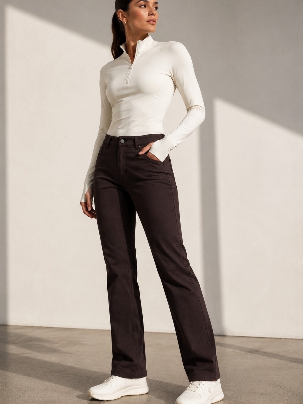 Lululemon Brown Technical Stretch Travel Commuter Pants Straight Leg 34x33